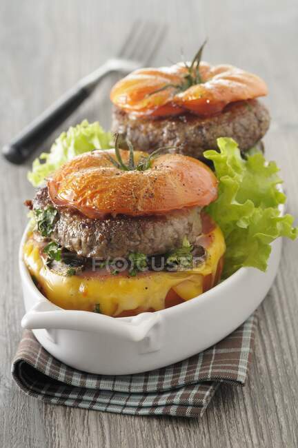 Tomato burgers with cheese — Stock Photo