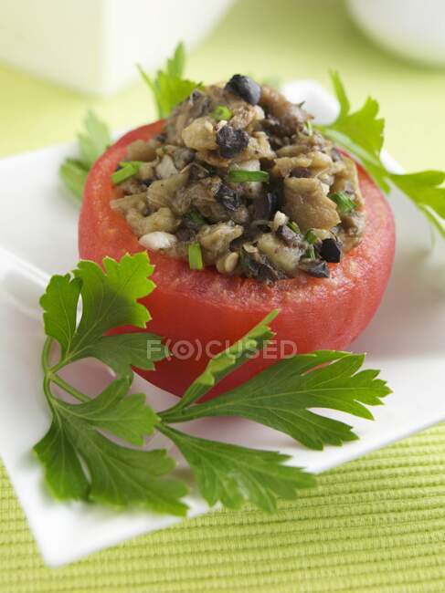 Tomates recheados aperitivos vegetarianos — Fotografia de Stock
