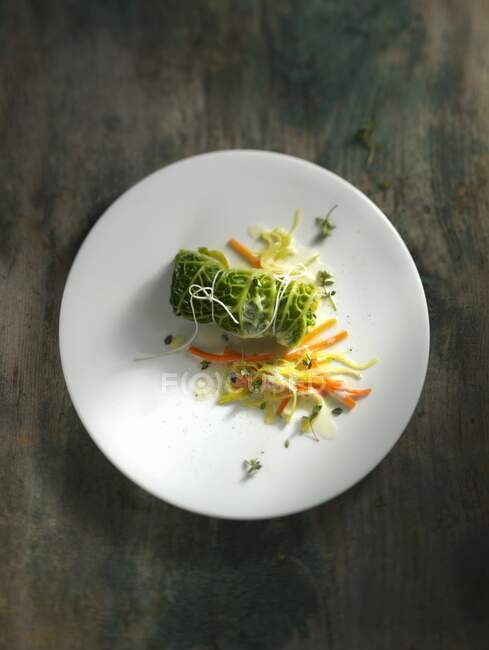 Savoy cabbage roll with vegetables — Stock Photo