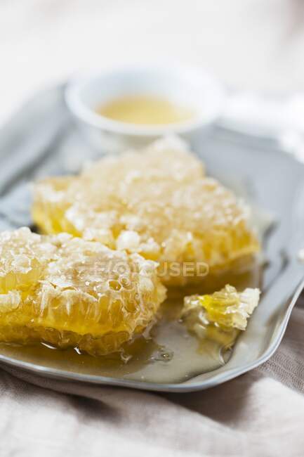Honig mit Wabe (Nahaufnahme) — Stockfoto
