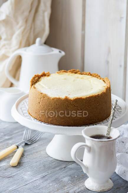 Vanilla cheesecake close-up view — Stock Photo