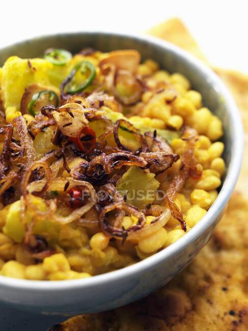 Indian vegetarian marrow and bean dhal editorial food — Stock Photo