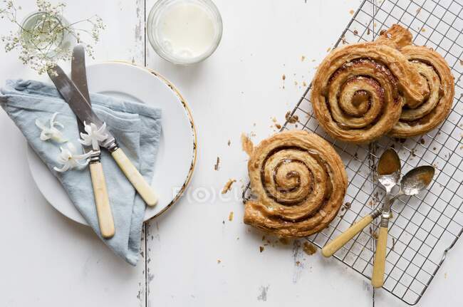 Cinnamon Swirls at breakfast — Stock Photo