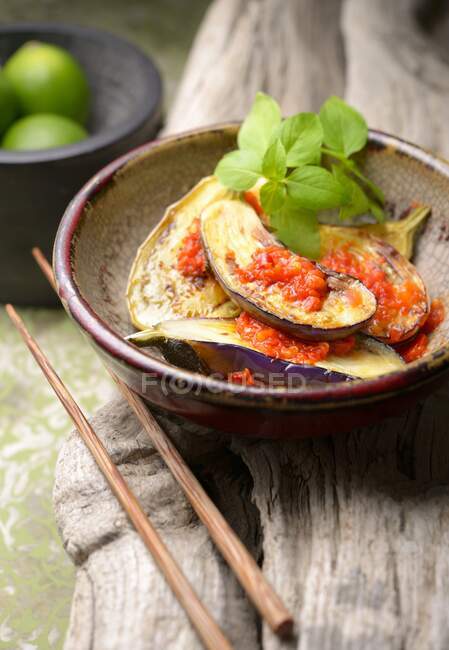 Balado Terong (aubergine with chilli sauce, Indonesia) — Stock Photo