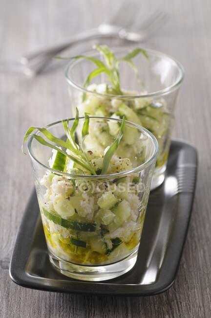 Crab salad in a glass — Stock Photo