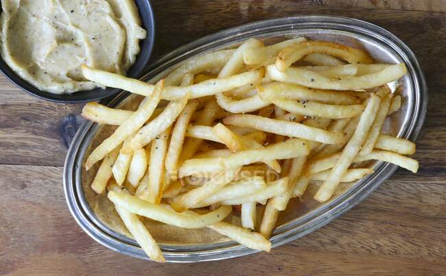 Fries with Aioli close-up view — Stock Photo