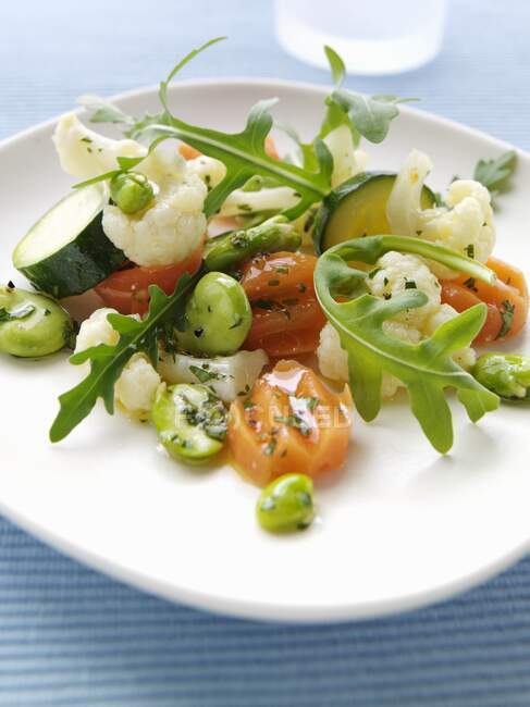 Blumenkohl, Karotten, Rucola und Zucchini-Salat — Stockfoto