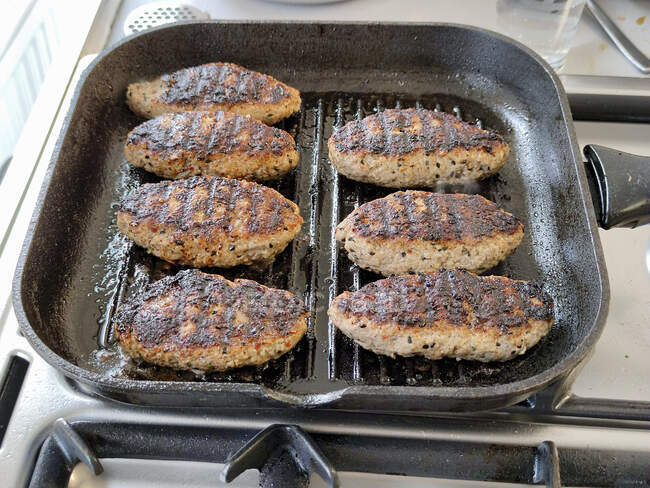Kfte in a grill pan close-up view — Stock Photo