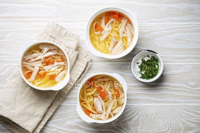 Теплый домашний куриный суп — стоковое фото