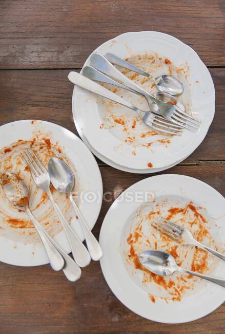 Empty plates of pasta — Stock Photo