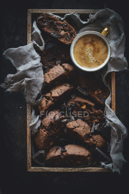 Chocolate cantuccini with pistachios — Stock Photo