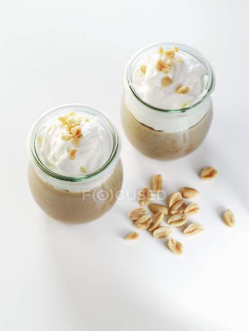Peanut cream in glasses — Stock Photo