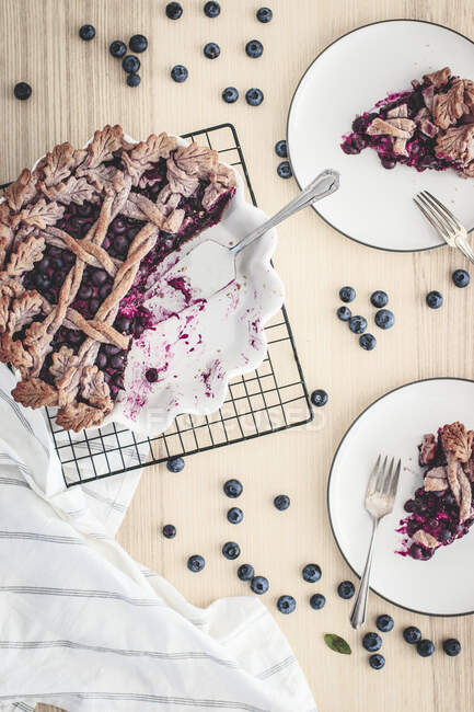 Close-up shot of delicious Blueberry pie — Stock Photo