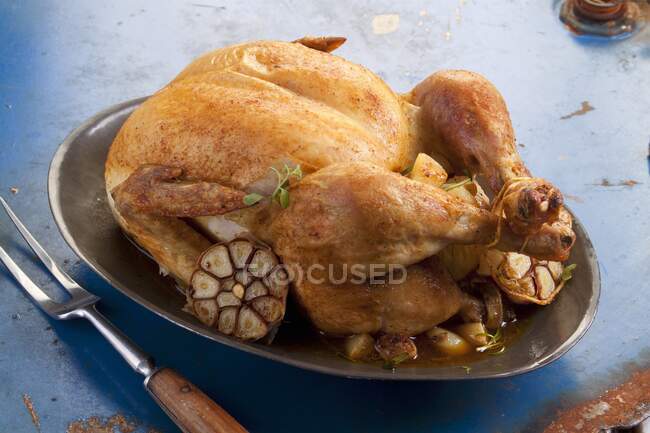Pollo arrosto con aglio — Foto stock
