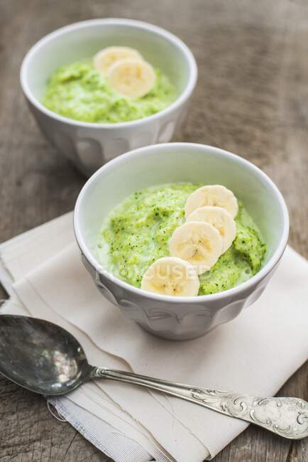 Banana and broccoli ice cream — Stock Photo
