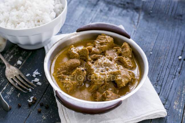 Lamb curry with rice (India) — стокове фото