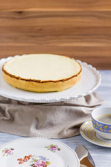 Poppy cheesecake e caffè — Foto stock