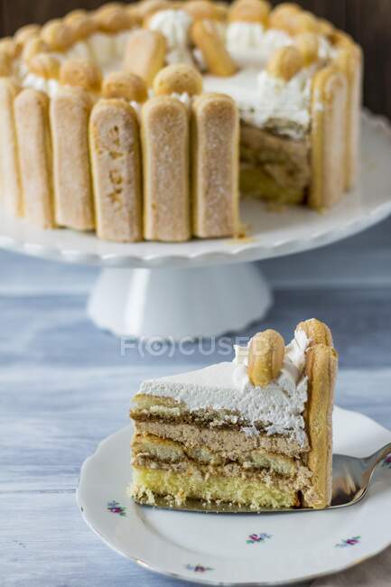 Malakoff torte, vista da vicino tagliata a fette — Foto stock
