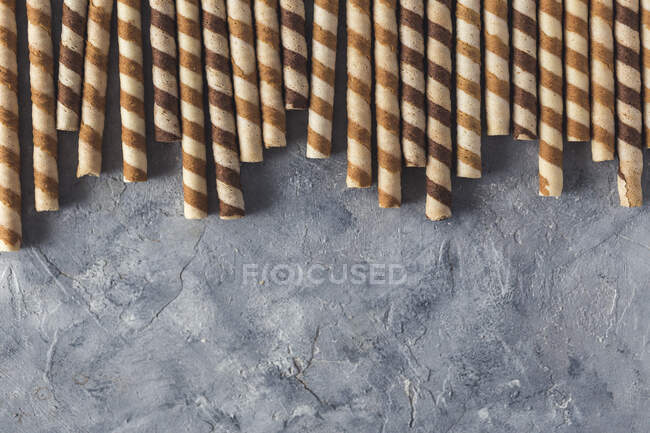 Close-up shot of delicious Waffer roll cookies — Stock Photo