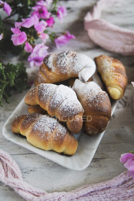 Sweet Croissants close-up view — Stock Photo