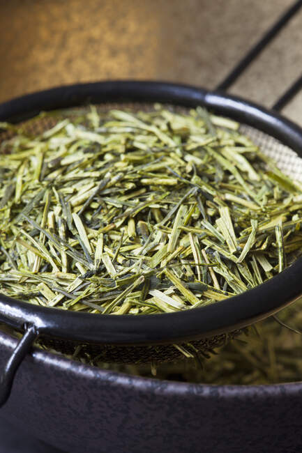 Gros plan de délicieux Kukicha (thé vert japonais) — Photo de stock