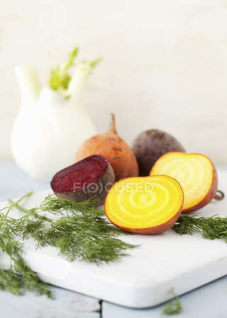 Yellow beetroot and dill — Stock Photo