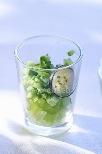 Green gazpacho in a glass — Stock Photo