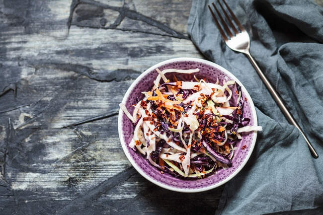 Cole Slaw with red cabbage and white cabbage — Stock Photo