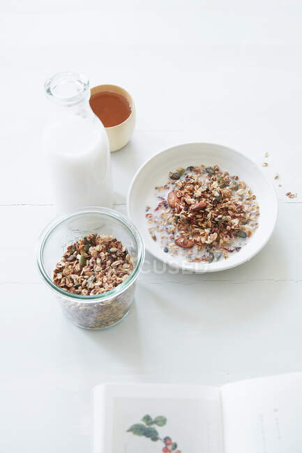 Homemade granola muesli, closeup shot — Stock Photo