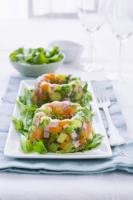 Vegetable salad in jelly — Stock Photo