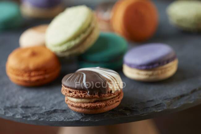Assorted macaroons close-up view — Stock Photo