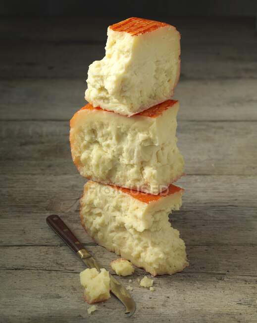 Mahn cheese (a hard cheese from Menorca, Spain) — Stock Photo