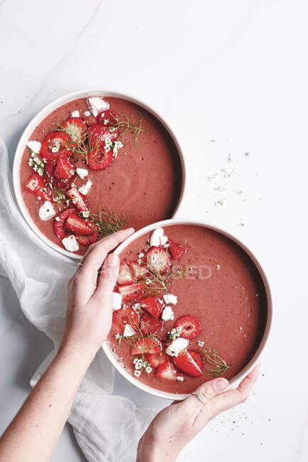 Strawberry and tomato gazpacho — Stock Photo