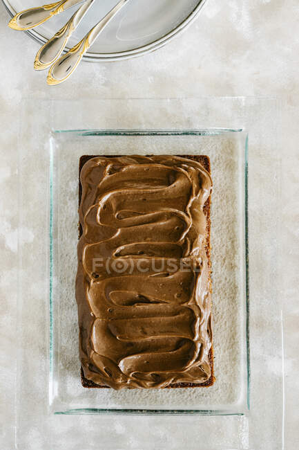 Gewürzteekuchen mit Schokolade-Haselnuss-Creme — Stockfoto