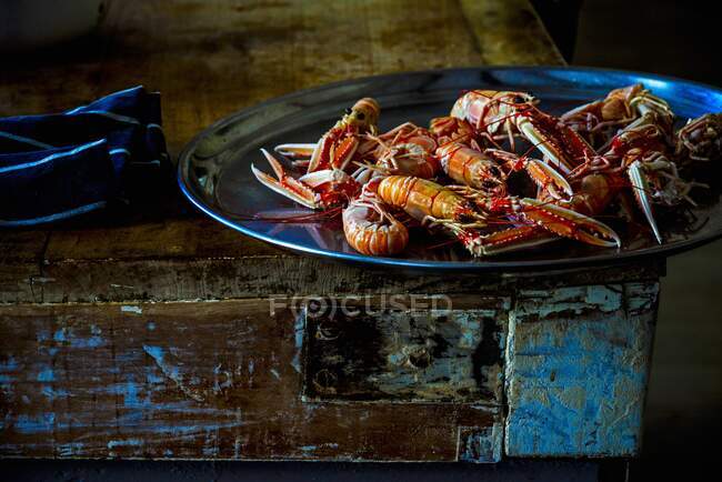 Boiled langoustines close-up view — Stock Photo