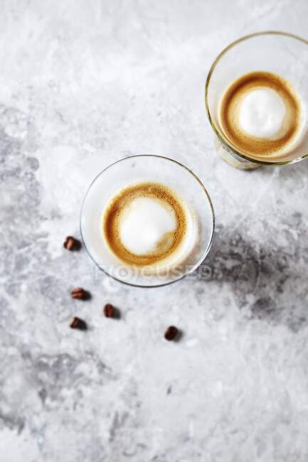 Two Glasses of Espresso Macchiato — Stock Photo