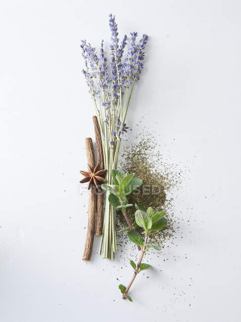Close-up shot of delicious Ingredients for sleep tea — Stock Photo