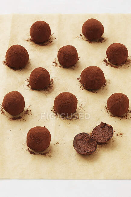 Chocolate truffles close-up view — Stock Photo
