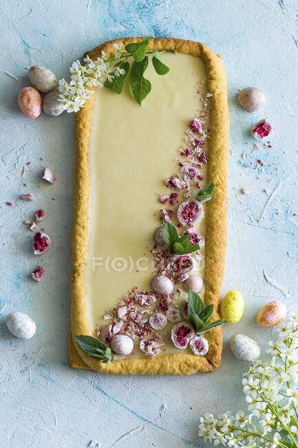 Torta de bolo de Páscoa vista superior — Fotografia de Stock
