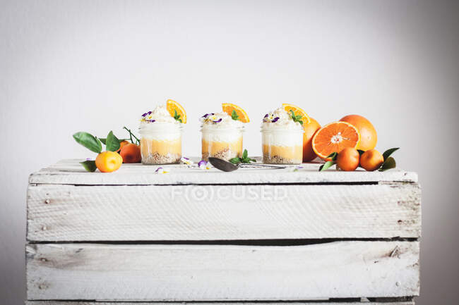 Orange mousse with biscuits — Stock Photo