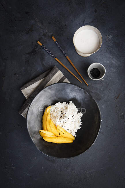 Mangoklebriger Reis aus nächster Nähe — Stockfoto