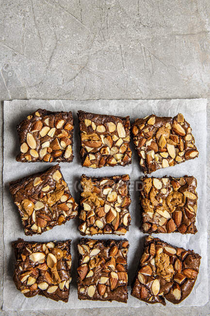 Nut and nut butter dark chocolate brownies — Stock Photo