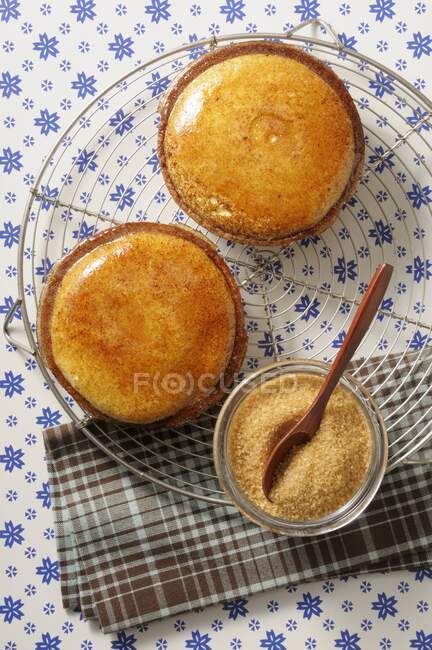 Tartlets filled with cream brulee — Stock Photo