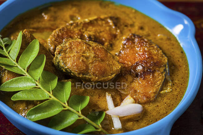 Vanjaram kingfish curry close-up view — Stock Photo