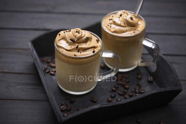 Cups Of Vegan Dalgona coffee — Stock Photo