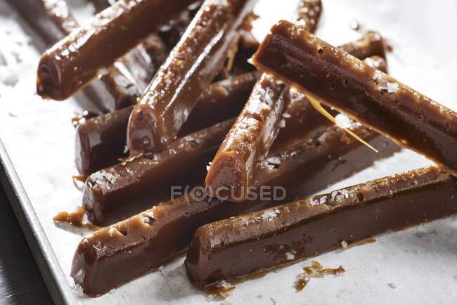 Homemade caramel sticks close-up view — Stock Photo