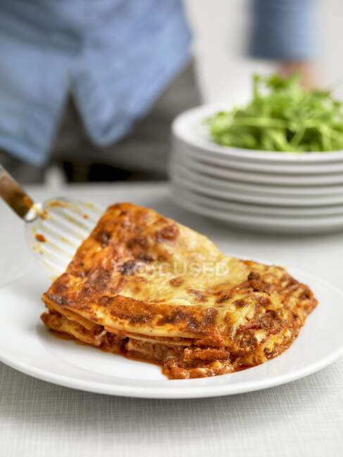 A serving of lasagne — Stock Photo