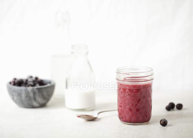 Blackcurrant Coconut Smoothie in glass — Stock Photo