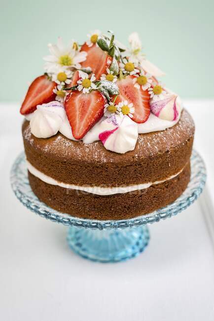 Gâteau à la vanille végétalien aux fraises — Photo de stock