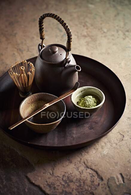 Natureza morta com Utensílios de Chá Japonês — Fotografia de Stock